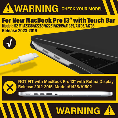 MacBook Pro 13 Inch Case 2016-2023 M1 M2 A2338 A2289 A2251 A2159 Hard Shell Case Keyboard Cover Black V324-A2251-M-BLACK