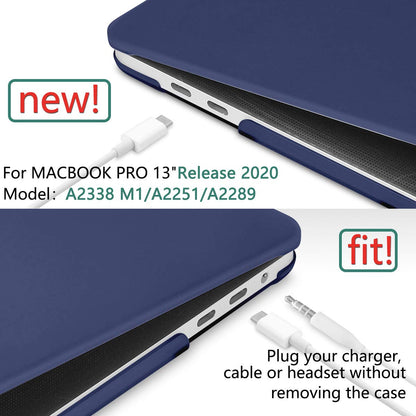 Navy Blue MacBook Pro 13 Inch Case 2016-2023 M1 M2 A2338 A2289 A2251 A2159 Hard Shell Case Keyboard Cover V324-A2251-M-BLUE