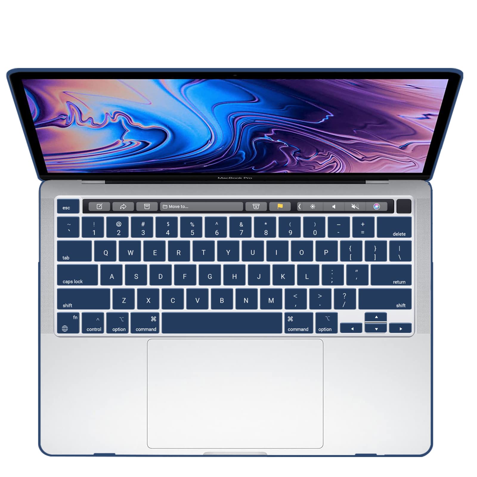 Navy Blue MacBook Pro 13 Inch Case 2016-2023 M1 M2 A2338 A2289 A2251 A2159 Hard Shell Case Keyboard Cover V324-A2251-M-BLUE