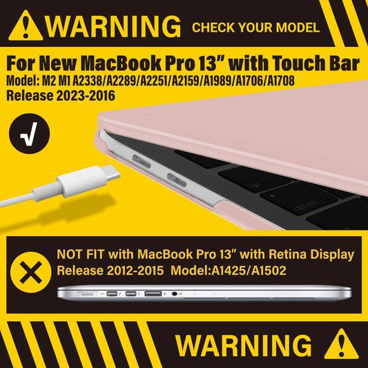 Suitable for Sold Pink MacBook Pro 13 Inch Case 2016-2023 M1 M2 A2338 A2289 A2251 A2159 Hard Shell Case V324-A2251-M-BPINK