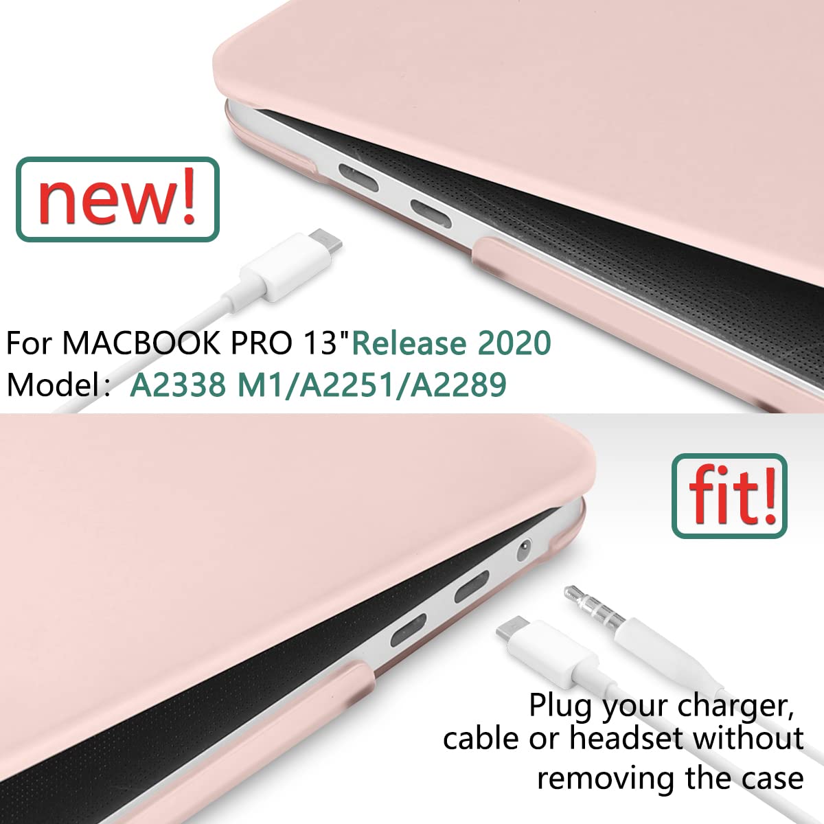 Suitable for Sold Pink MacBook Pro 13 Inch Case 2016-2023 M1 M2 A2338 A2289 A2251 A2159 Hard Shell Case V324-A2251-M-BPINK