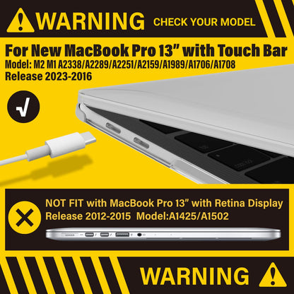 MacBook Pro 13 Inch Case 2016-2023 M1 M2 A2338 A2289 A2251 A2159 Hard Shell Case Keyboard Cover White V324-A2251-M-CLEAR