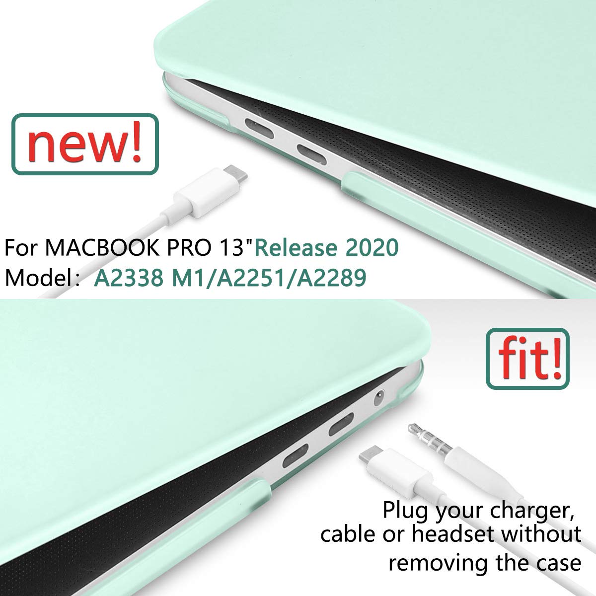 Suitable for Green MacBook Pro 13 Inch Case 2016-2023 M1 M2 A2338 A2289 A2251 A2159 Hard Shell Case Keyboard V324-A2251-M-GREEN