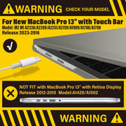 Suitable for Grey MacBook Pro 13 Inch Case 2016-2023 M1 M2 A2338 A2289 A2251 A2159 Hard Shell Case Keyboard V324-A2251-M-GREY