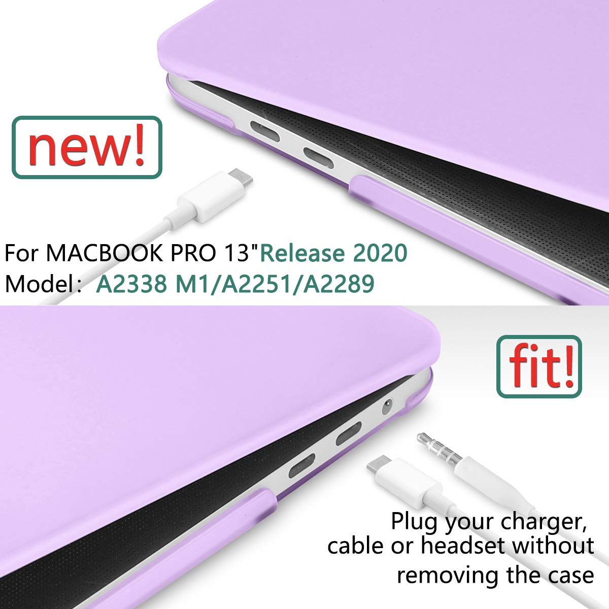 Purple MacBook Pro 13 Inch Case 2016-2023 M1 M2 A2338 A2289 A2251 A2159 Hard Shell Case Keyboard Cover V324-A2251-M-PURPLE