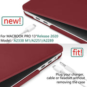 Wine Red MacBook Pro 13 Inch Case 2016-2023 M1 M2 A2338 A2289 A2251 A2159 Hard Shell Case Keyboard Cover V324-A2251-M-WR