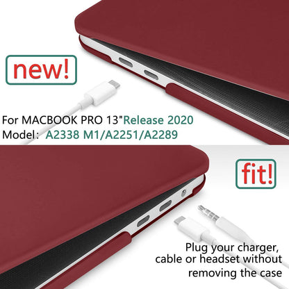 Wine Red MacBook Pro 13 Inch Case 2016-2023 M1 M2 A2338 A2289 A2251 A2159 Hard Shell Case Keyboard Cover V324-A2251-M-WR