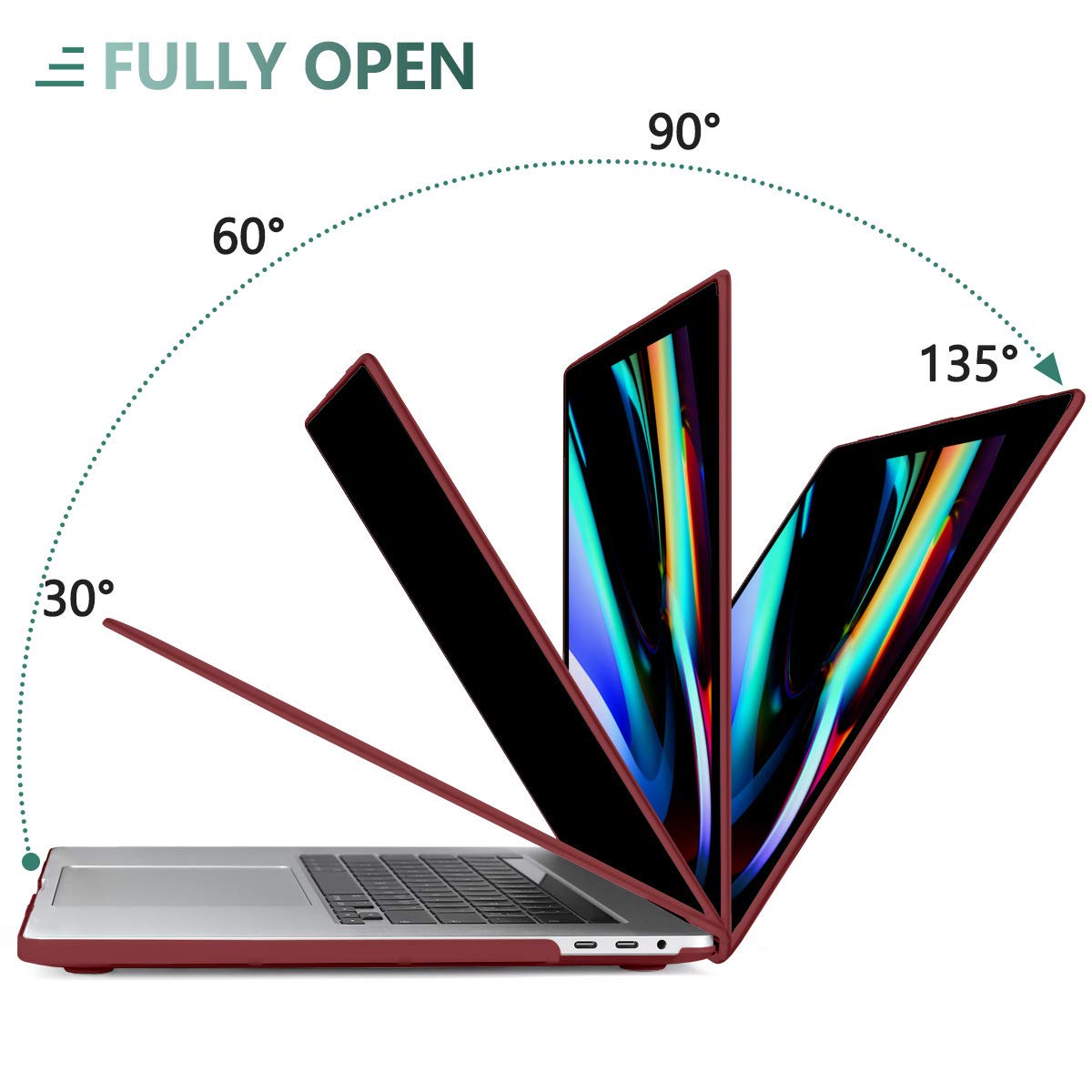 Wine Red MacBook Pro 13 Inch Case 2016-2023 M1 M2 A2338 A2289 A2251 A2159 Hard Shell Case Keyboard Cover V324-A2251-M-WR