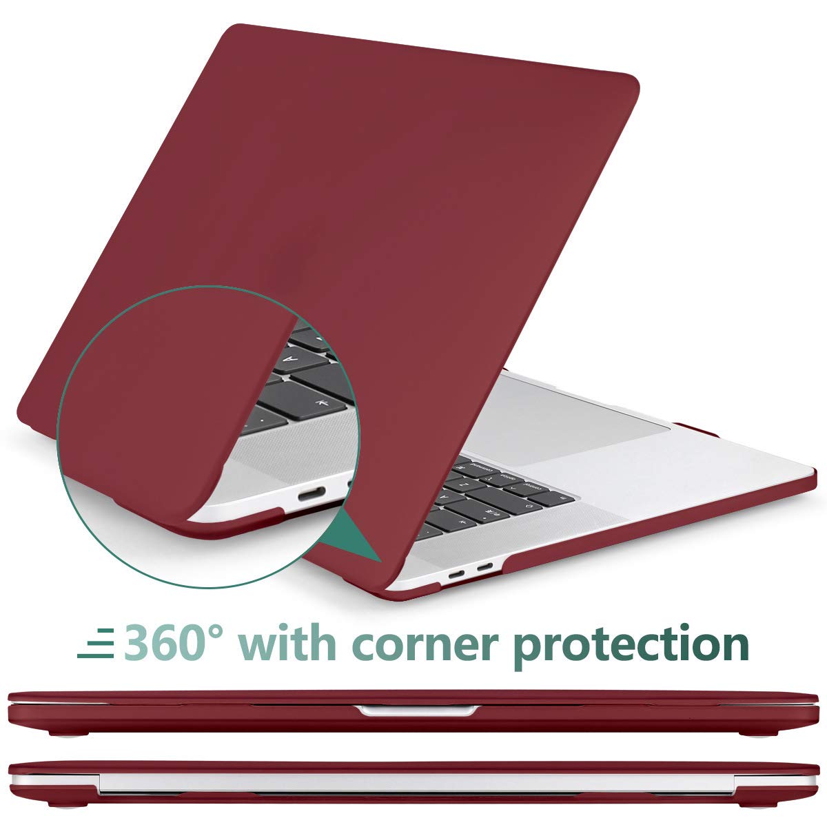 Wine Red MacBook Pro 13 Inch Case 2016-2023 M1 M2 A2338 A2289 A2251 A2159 Hard Shell Case Keyboard Cover V324-A2251-M-WR