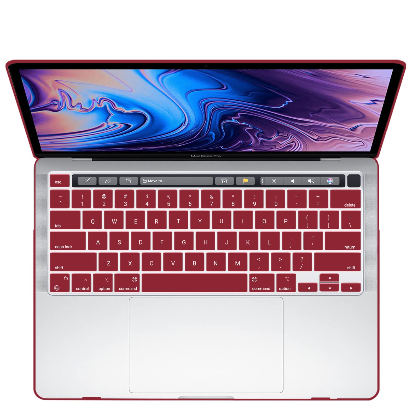 Wine Red MacBook Pro 13 Inch Case 2016-2023 M1 M2 A2338 A2289 A2251 A2159 Hard Shell Case Keyboard Cover V324-A2251-M-WR