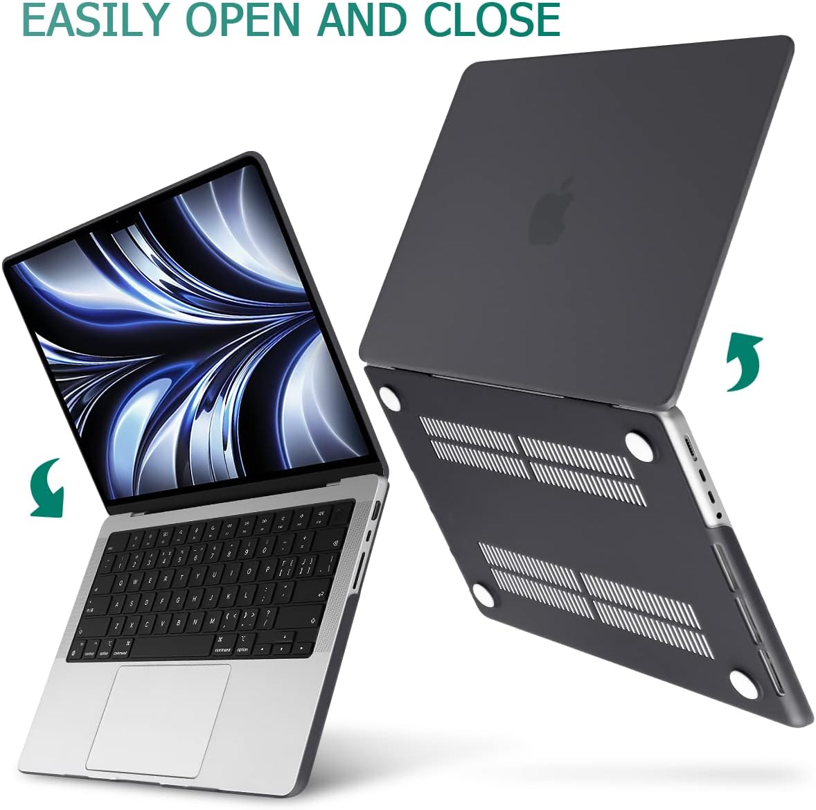 Suitable for MacBook Pro 14 Max Inch Case 2023 2022 2021 M2 A2779 M1 A2442 Hardshell Case Keyboard Cover Black V324-A2442-M-BLACK