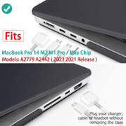 Suitable for MacBook Pro 14 Max Inch Case 2023 2022 2021 M2 A2779 M1 A2442 Hardshell Case Keyboard Cover Black V324-A2442-M-BLACK