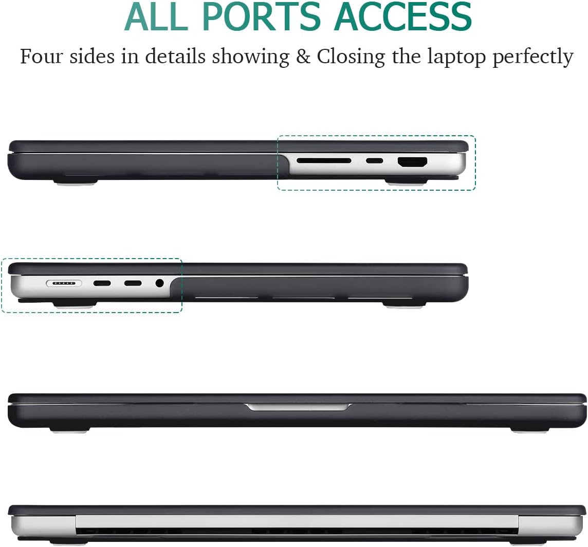 Suitable for MacBook Pro 14 Max Inch Case 2023 2022 2021 M2 A2779 M1 A2442 Hardshell Case Keyboard Cover Black V324-A2442-M-BLACK
