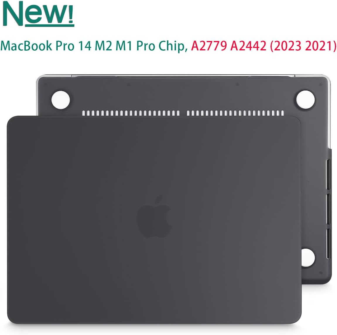 Suitable for MacBook Pro 14 Max Inch Case 2023 2022 2021 M2 A2779 M1 A2442 Hardshell Case Keyboard Cover Black V324-A2442-M-BLACK