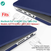 Suitable for MacBook Pro 14 Max Inch Case 2023 2022 2021 M2 A2779 M1 A2442 Hardshell Case Keyboard Cover Blue V324-A2442-M-BLUE