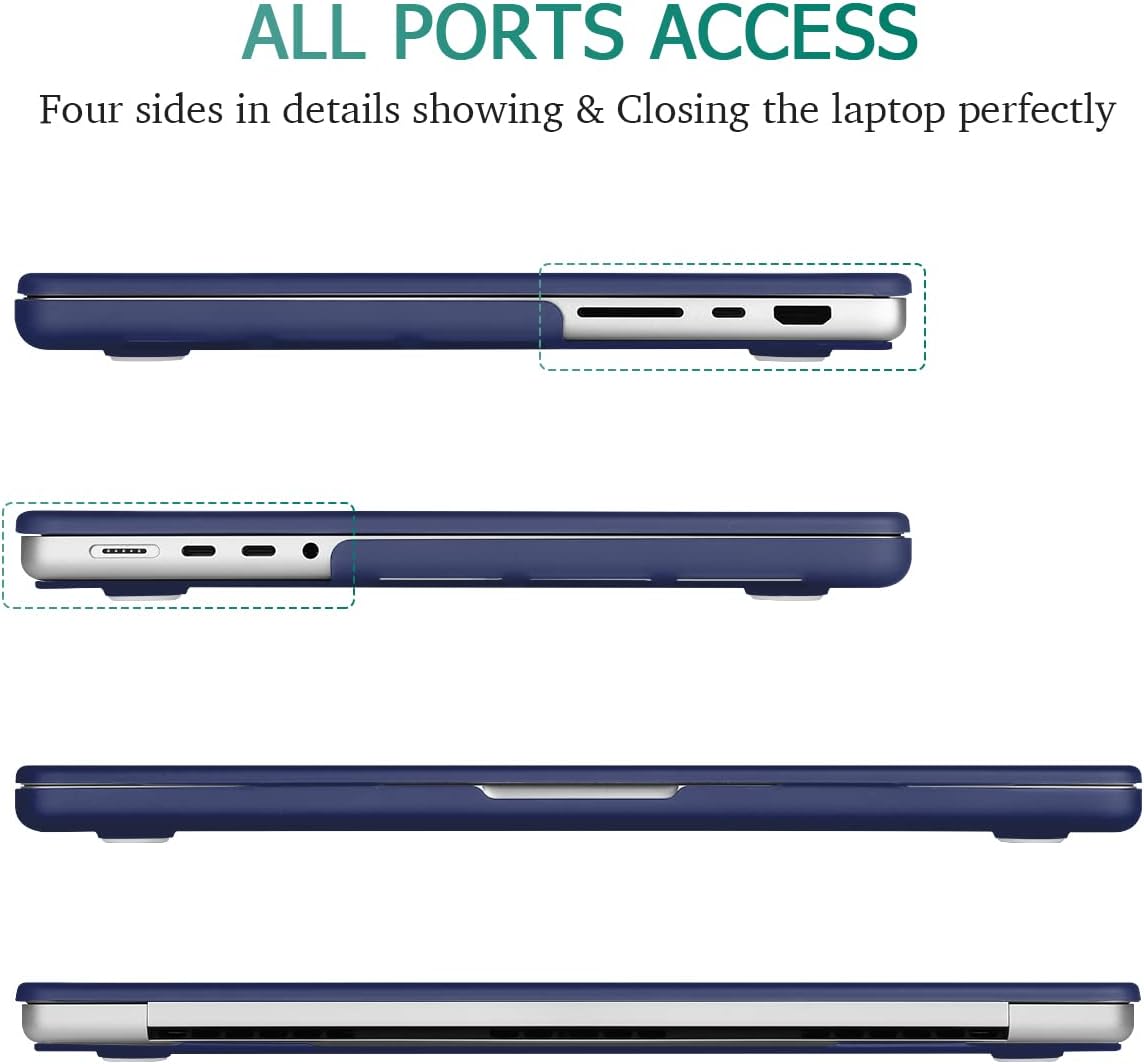 Suitable for MacBook Pro 14 Max Inch Case 2023 2022 2021 M2 A2779 M1 A2442 Hardshell Case Keyboard Cover Blue V324-A2442-M-BLUE