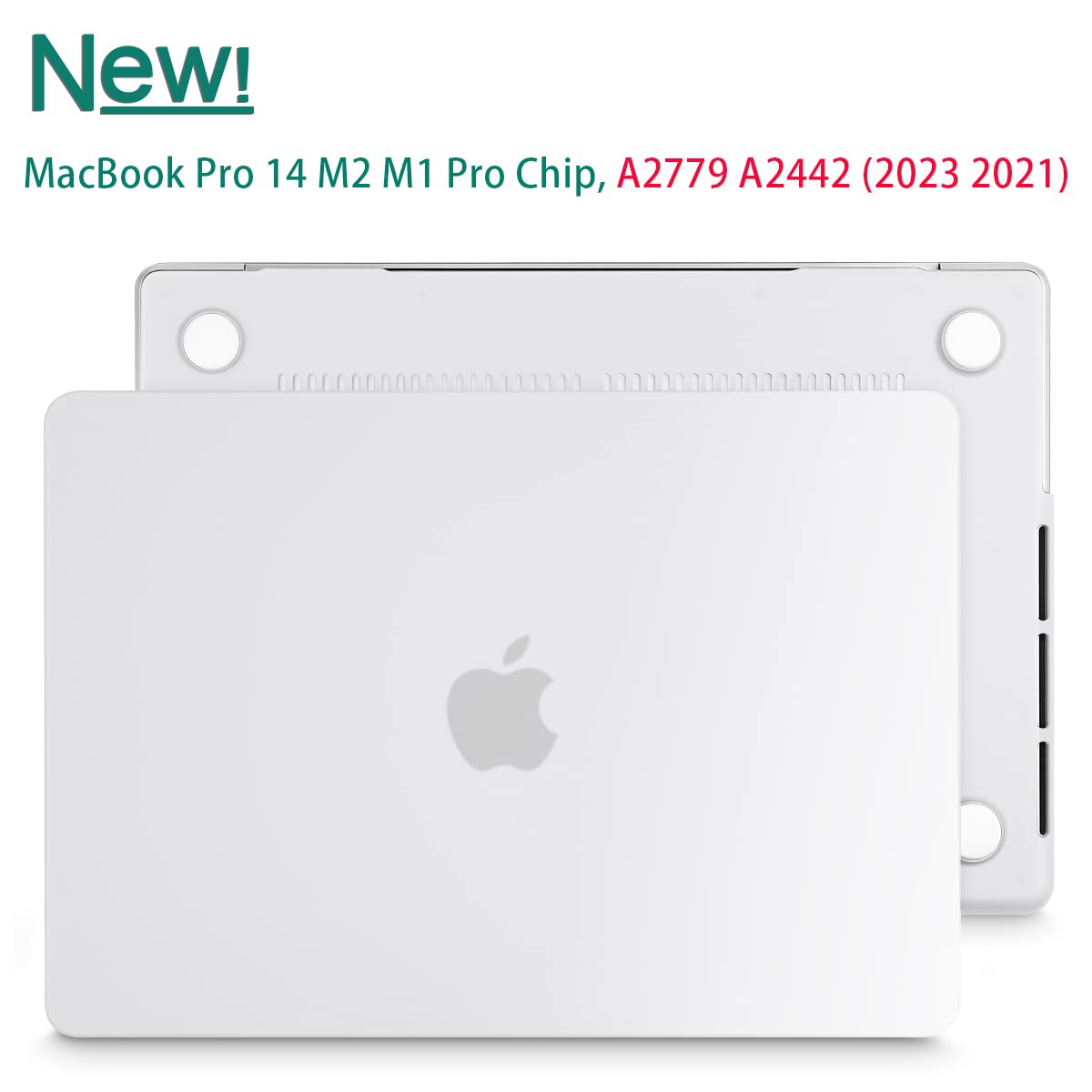 Suitable for MacBook Pro 14 Max Inch Case 2023 2022 2021 M2 A2779 M1 A2442 Hardshell Case Keyboard Cover White V324-A2442-M-CLEAR