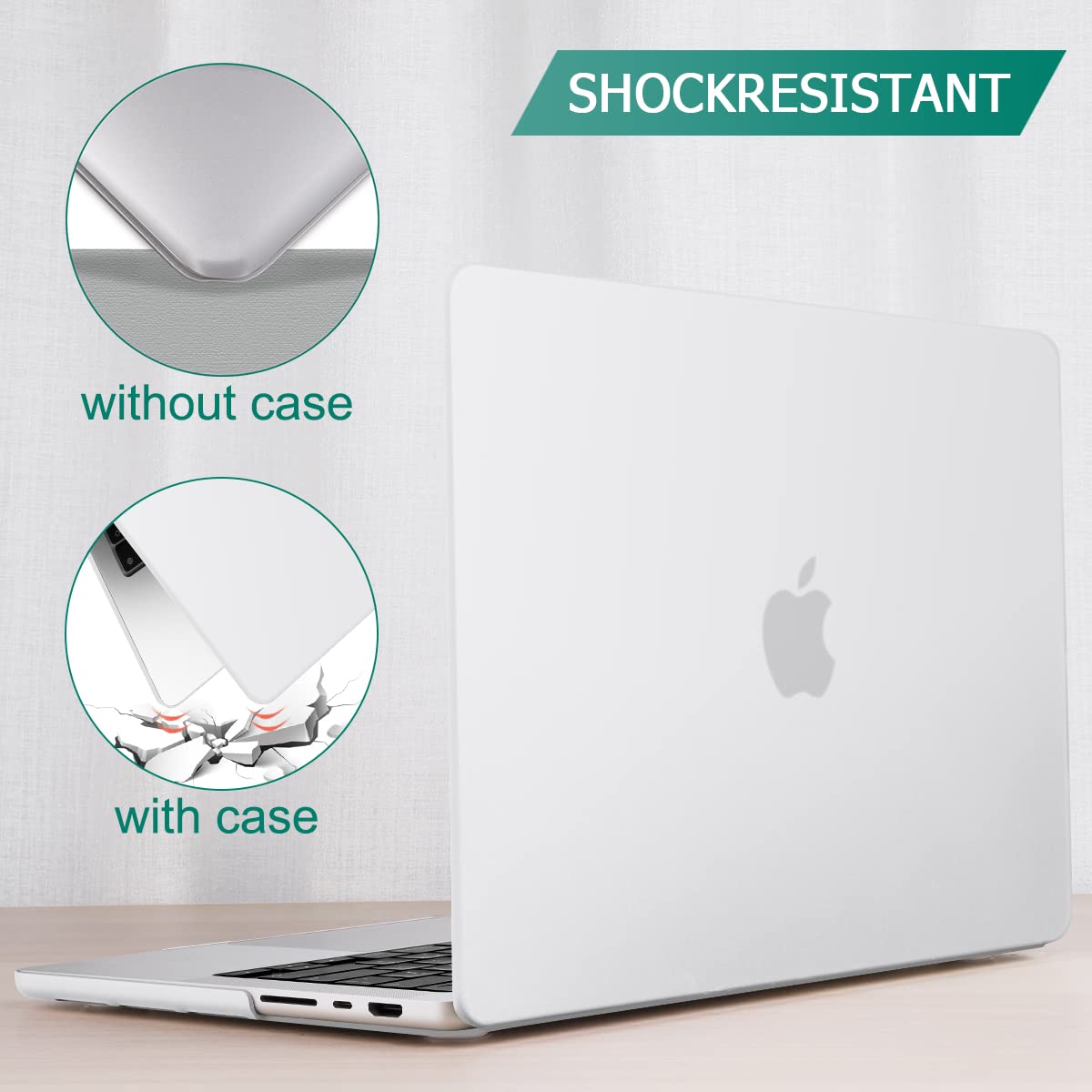 Suitable for MacBook Pro 14 Max Inch Case 2023 2022 2021 M2 A2779 M1 A2442 Hardshell Case Keyboard Cover White V324-A2442-M-CLEAR