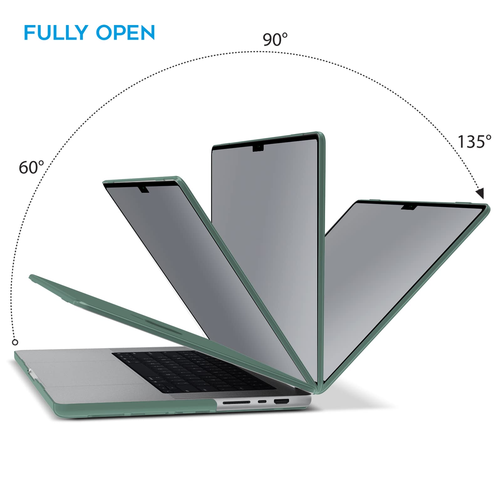Suitable for MacBook Pro 14 Max Inch Case 2023 2022 2021 M2 A2779 M1 A2442 Hardshell Case Keyboard Cover V324-A2442-M-DGREEN