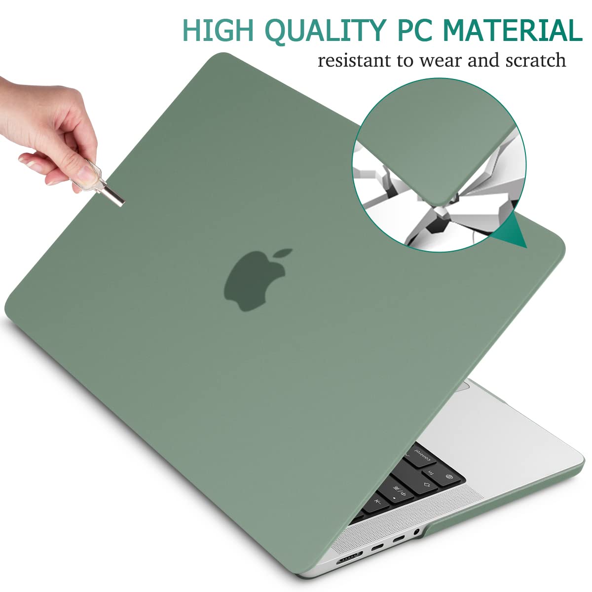 Suitable for MacBook Pro 14 Max Inch Case 2023 2022 2021 M2 A2779 M1 A2442 Hardshell Case Keyboard Cover V324-A2442-M-DGREEN