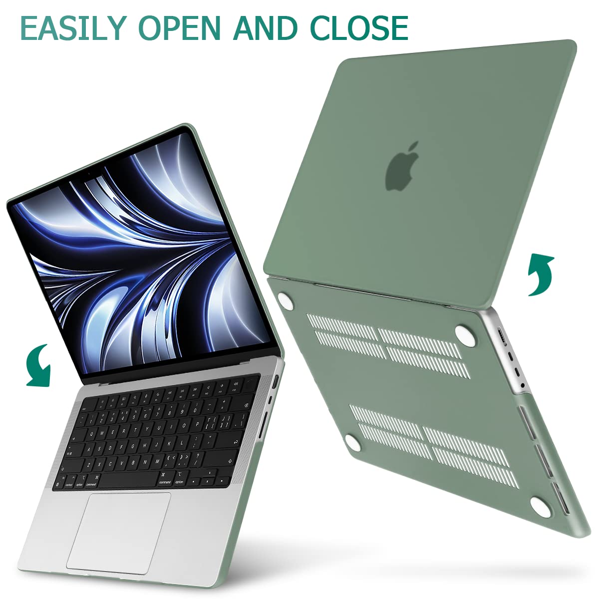 Suitable for MacBook Pro 14 Max Inch Case 2023 2022 2021 M2 A2779 M1 A2442 Hardshell Case Keyboard Cover V324-A2442-M-DGREEN