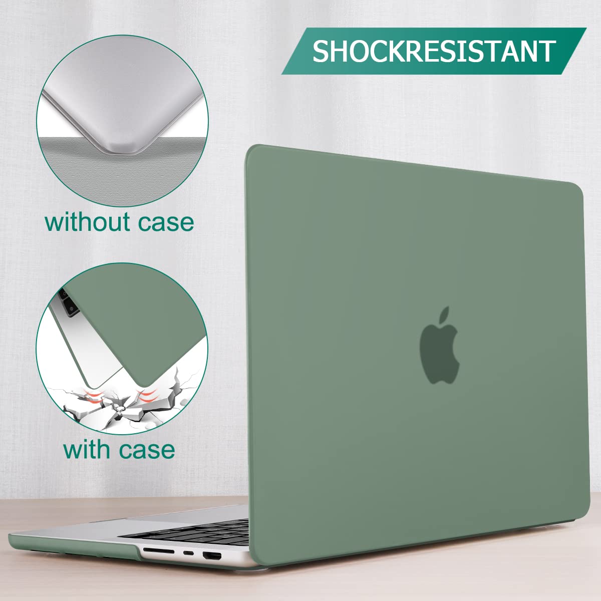 Suitable for MacBook Pro 14 Max Inch Case 2023 2022 2021 M2 A2779 M1 A2442 Hardshell Case Keyboard Cover V324-A2442-M-DGREEN