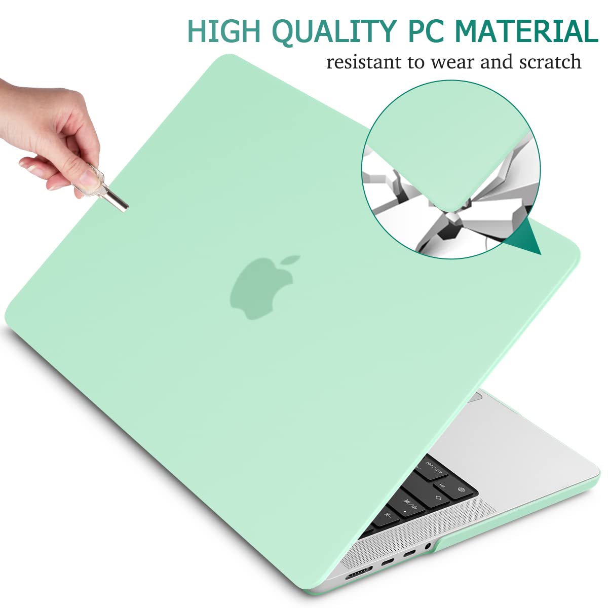 Suitable for MacBook Pro 14 Max Inch Case 2023 2022 2021 M2 A2779 M1 A2442 Hardshell Case Keyboard Cover Green V324-A2442-M-GREEN