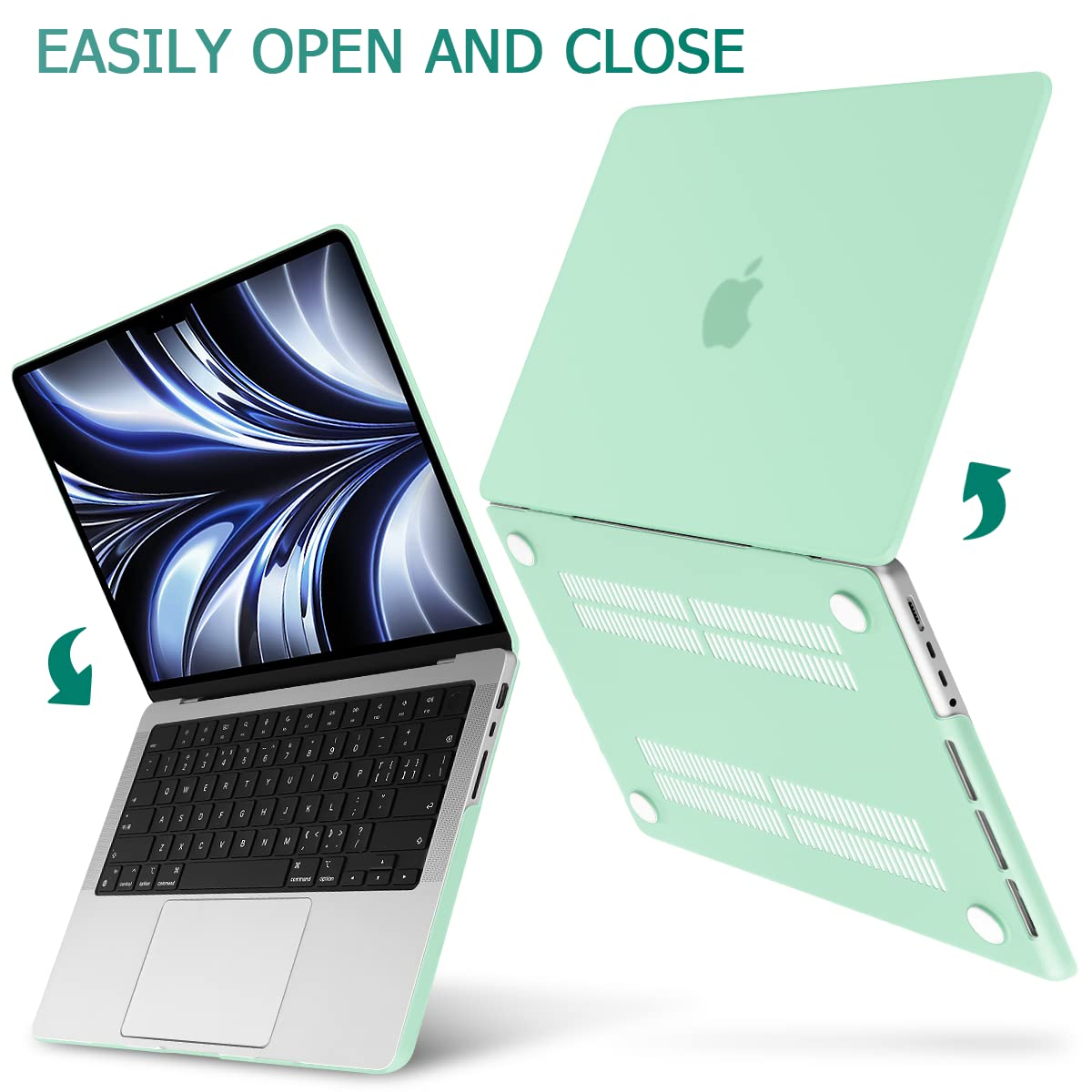 Suitable for MacBook Pro 14 Max Inch Case 2023 2022 2021 M2 A2779 M1 A2442 Hardshell Case Keyboard Cover Green V324-A2442-M-GREEN
