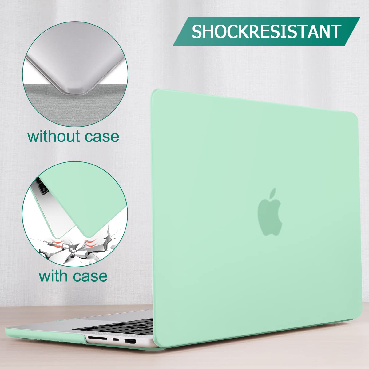 Suitable for MacBook Pro 14 Max Inch Case 2023 2022 2021 M2 A2779 M1 A2442 Hardshell Case Keyboard Cover Green V324-A2442-M-GREEN