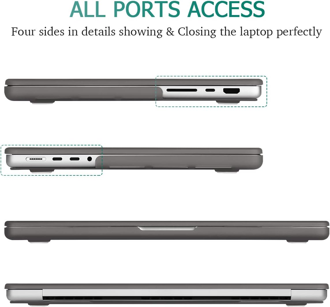 Suitable for MacBook Pro 14 Max Inch Case 2023 2022 2021 M2 A2779 M1 A2442 Hardshell Case Keyboard Cover Grey V324-A2442-M-GREY