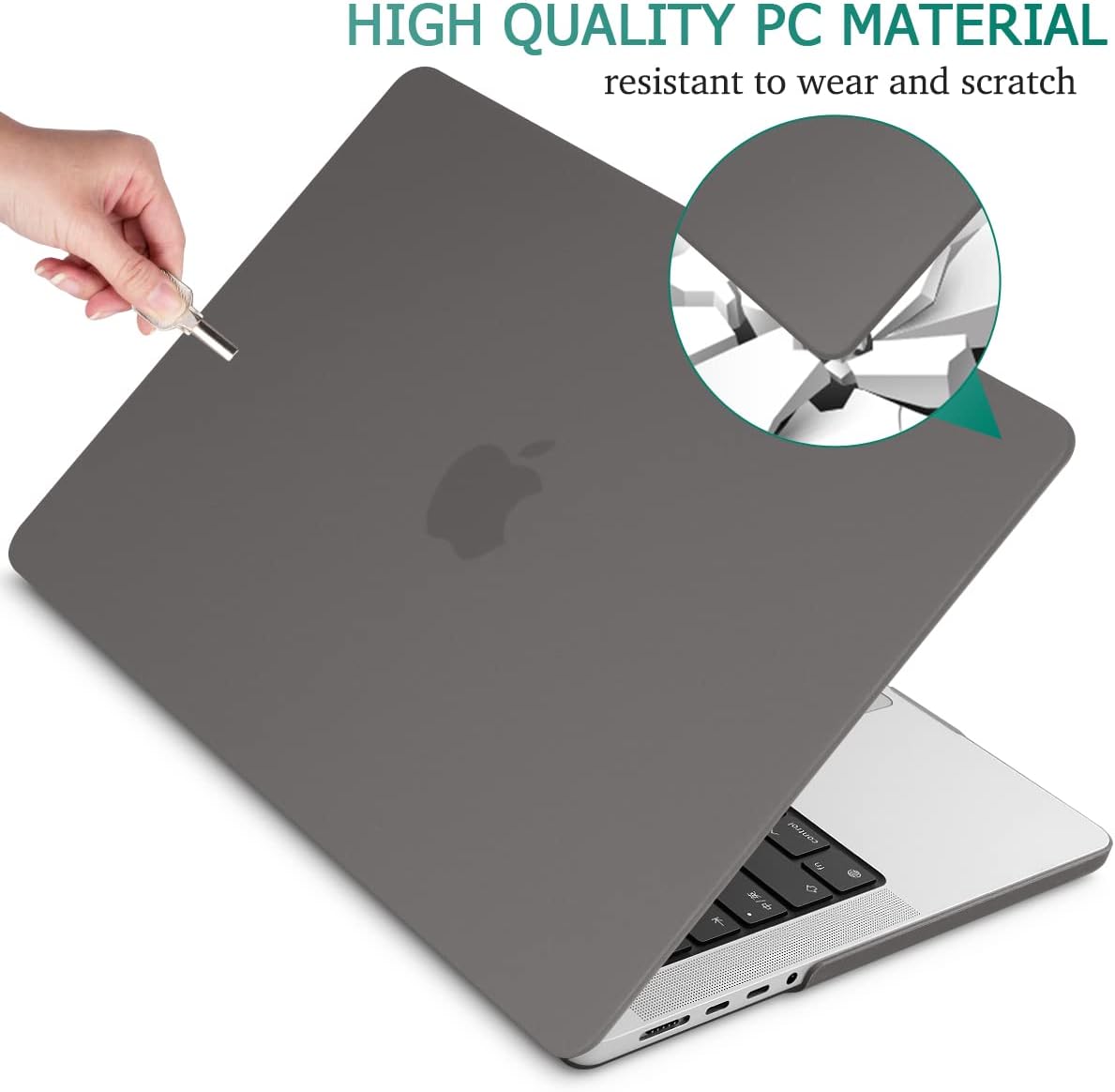 Suitable for MacBook Pro 14 Max Inch Case 2023 2022 2021 M2 A2779 M1 A2442 Hardshell Case Keyboard Cover Grey V324-A2442-M-GREY
