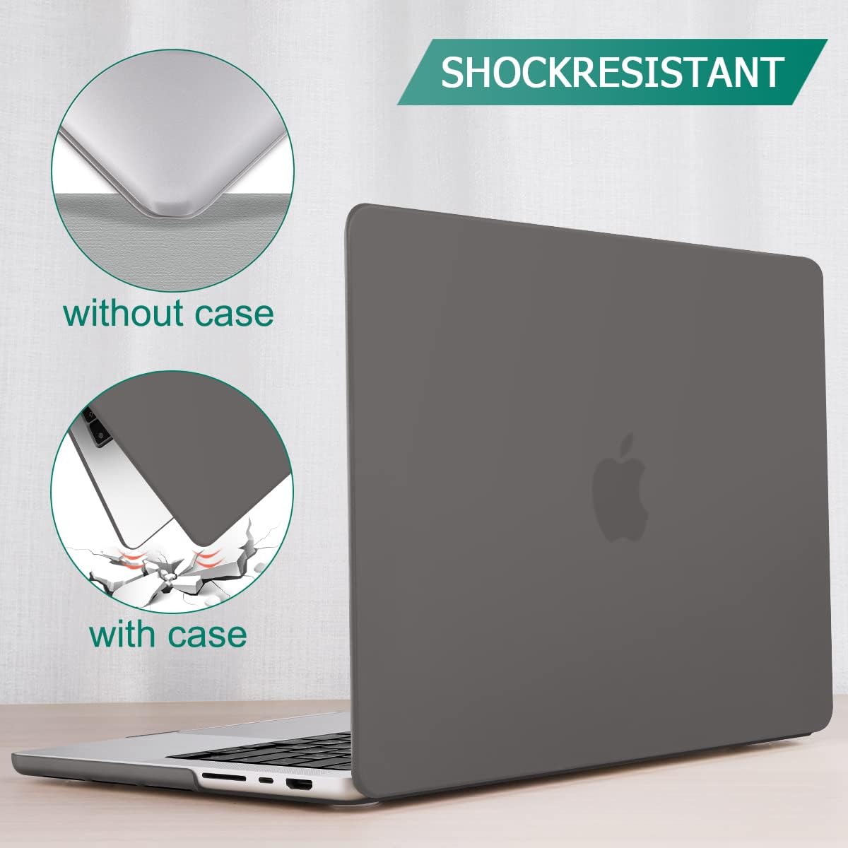 Suitable for MacBook Pro 14 Max Inch Case 2023 2022 2021 M2 A2779 M1 A2442 Hardshell Case Keyboard Cover Grey V324-A2442-M-GREY
