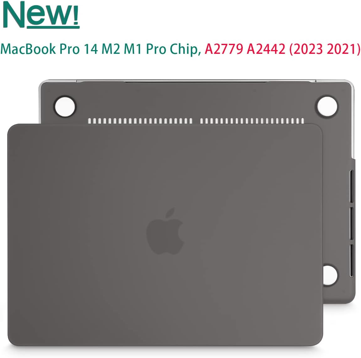 Suitable for MacBook Pro 14 Max Inch Case 2023 2022 2021 M2 A2779 M1 A2442 Hardshell Case Keyboard Cover Grey V324-A2442-M-GREY