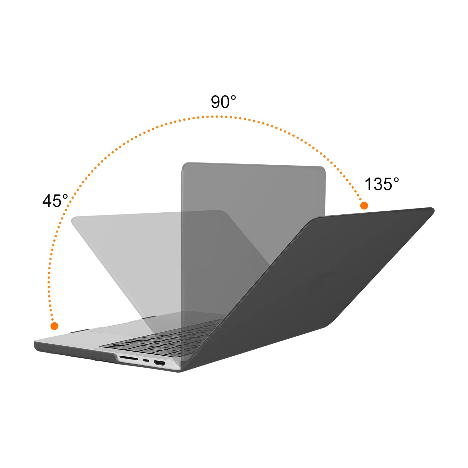 Suitable for MacBook Pro 14 Max Inch Case 2023 2022 2021 M2 A2779 M1 A2442 Hardshell Case Keyboard Cover Grey V324-A2442-M-GREY
