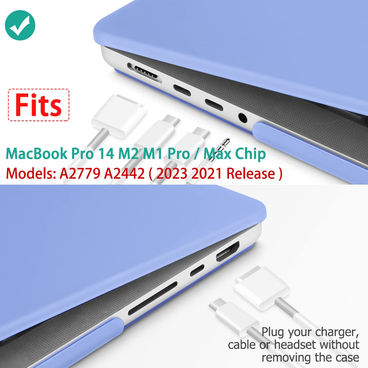 Suitable for MacBook Pro 14 Max Inch Case 2023 2022 2021 M2 A2779 M1 A2442 Hardshell Case Keyboard Cover V324-A2442-M-LAVER