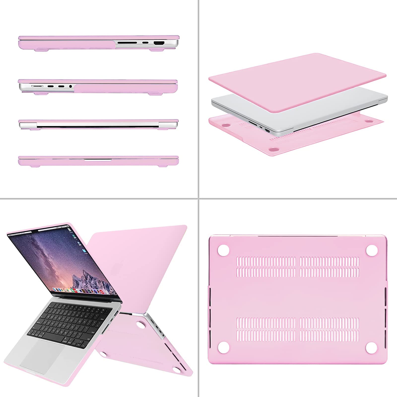 Suitable for MacBook Pro 14 Max Inch Case 2023 2022 2021 M2 A2779 M1 A2442 Hardshell Case Keyboard Cover Pink V324-A2442-M-PINK