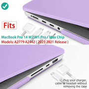 Suitable for MacBook Pro 14 Max Inch Case 2023 2022 2021 M2 A2779 M1 A2442 Hardshell Case Keyboard Cover V324-A2442-M-PURPLE