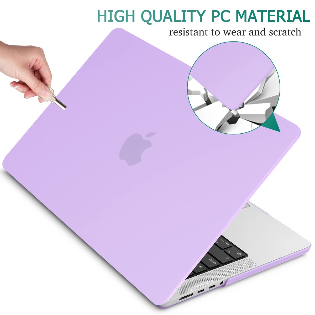 Suitable for MacBook Pro 14 Max Inch Case 2023 2022 2021 M2 A2779 M1 A2442 Hardshell Case Keyboard Cover V324-A2442-M-PURPLE