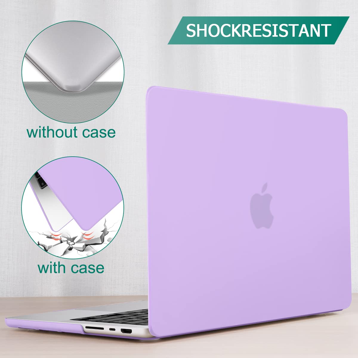 Suitable for MacBook Pro 14 Max Inch Case 2023 2022 2021 M2 A2779 M1 A2442 Hardshell Case Keyboard Cover V324-A2442-M-PURPLE