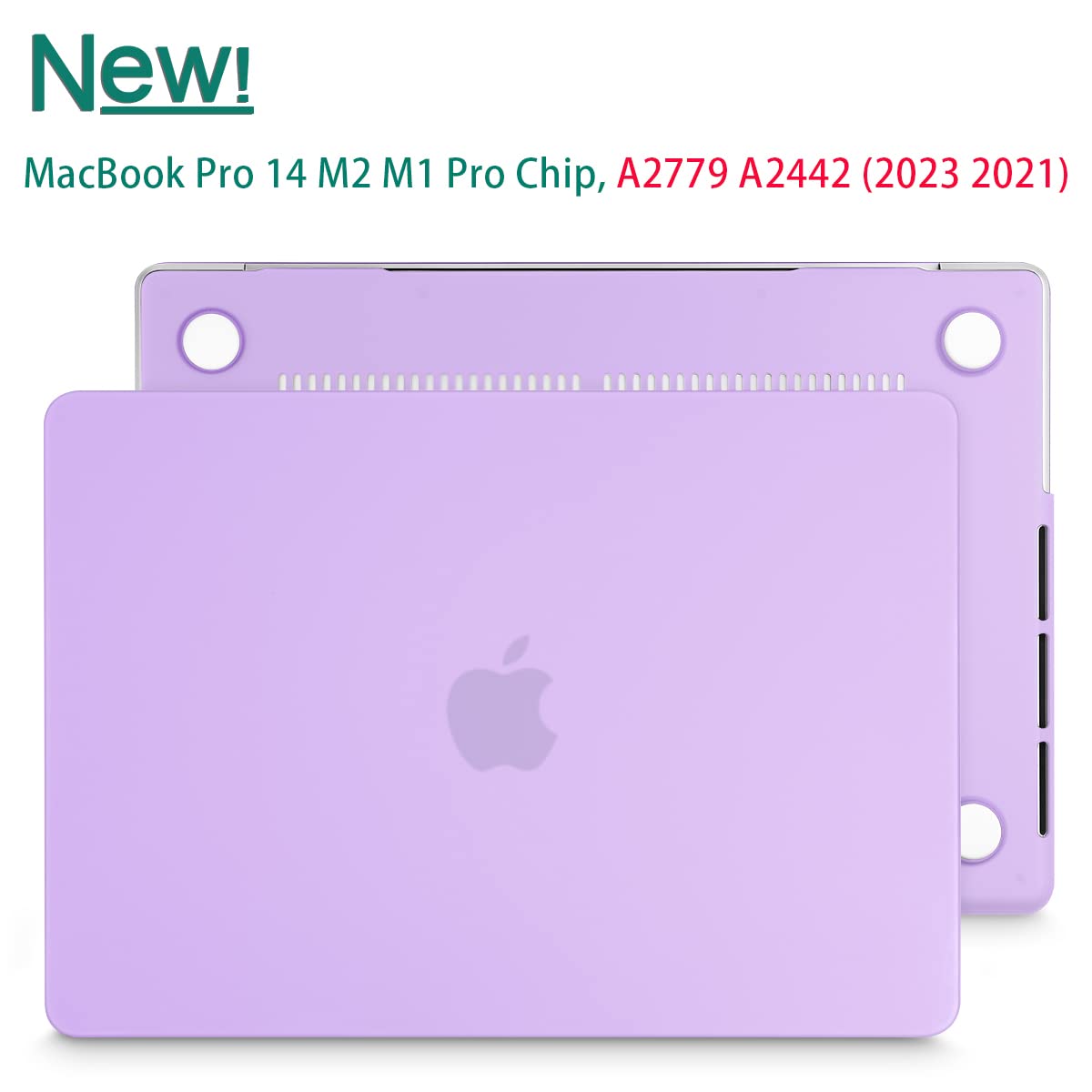 Suitable for MacBook Pro 14 Max Inch Case 2023 2022 2021 M2 A2779 M1 A2442 Hardshell Case Keyboard Cover V324-A2442-M-PURPLE