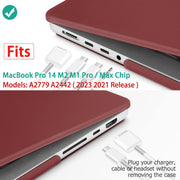 Suitable for MacBook Pro 14 Max Inch Case 2023 2022 2021 M2 A2779 M1 A2442 Hardshell Case Keyboard Cover Wine V324-A2442-M-WR