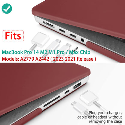 Suitable for MacBook Pro 14 Max Inch Case 2023 2022 2021 M2 A2779 M1 A2442 Hardshell Case Keyboard Cover Wine V324-A2442-M-WR