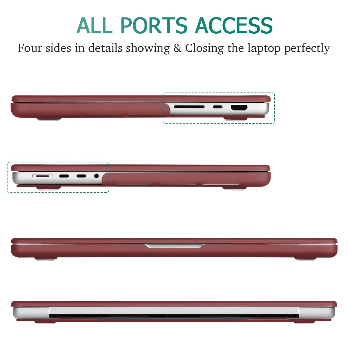 Suitable for MacBook Pro 14 Max Inch Case 2023 2022 2021 M2 A2779 M1 A2442 Hardshell Case Keyboard Cover Wine V324-A2442-M-WR