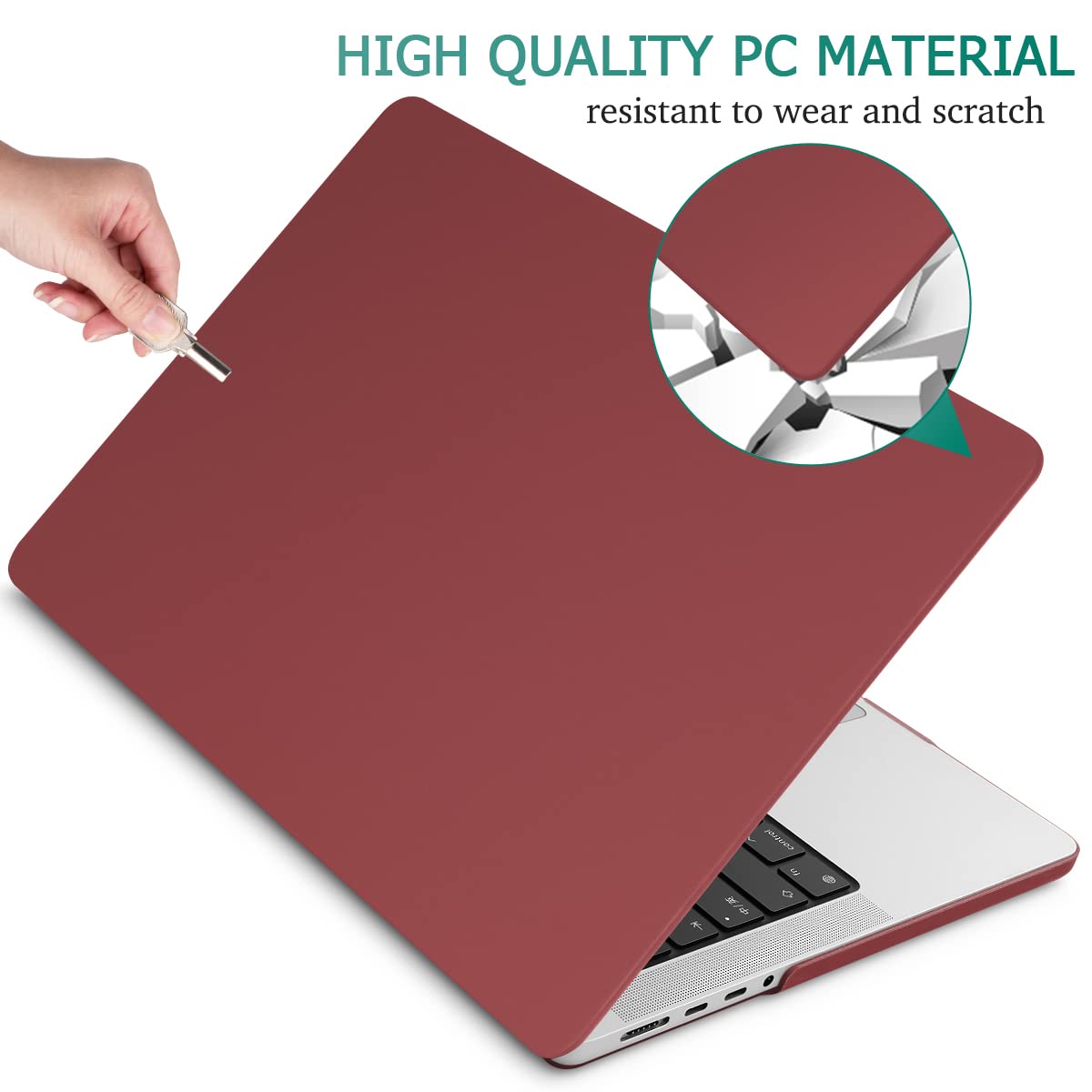 Suitable for MacBook Pro 14 Max Inch Case 2023 2022 2021 M2 A2779 M1 A2442 Hardshell Case Keyboard Cover Wine V324-A2442-M-WR