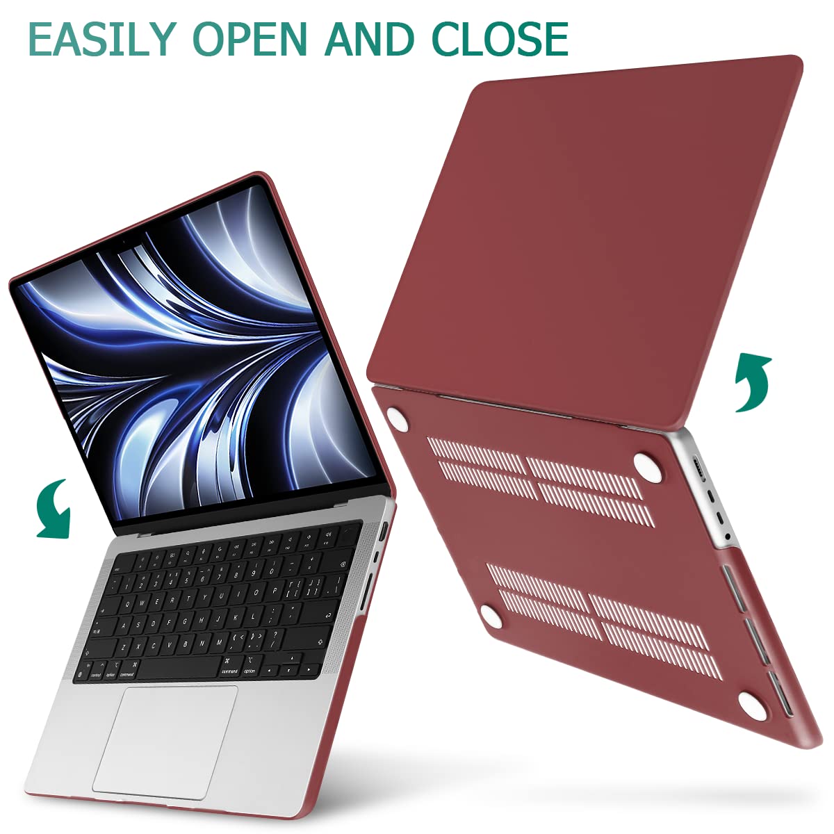 Suitable for MacBook Pro 14 Max Inch Case 2023 2022 2021 M2 A2779 M1 A2442 Hardshell Case Keyboard Cover Wine V324-A2442-M-WR