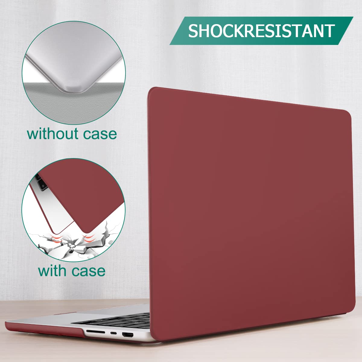 Suitable for MacBook Pro 14 Max Inch Case 2023 2022 2021 M2 A2779 M1 A2442 Hardshell Case Keyboard Cover Wine V324-A2442-M-WR