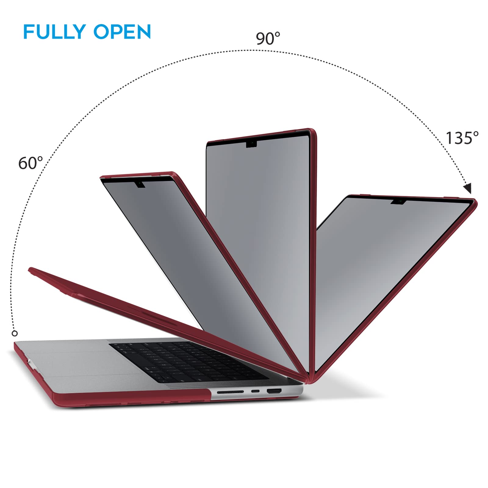 Suitable for MacBook Pro 14 Max Inch Case 2023 2022 2021 M2 A2779 M1 A2442 Hardshell Case Keyboard Cover Wine V324-A2442-M-WR
