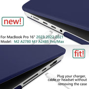 Suitable for MacBook Pro 16 inch Case 2023 2022 2021 M2 A2780 A2485 M1 Pro/Max Hard Shell Case Keyboard Cover V324-A2485-M-BLUE