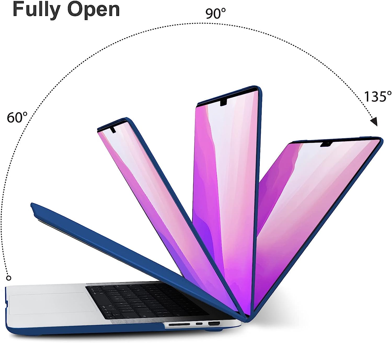 Suitable for MacBook Pro 16 inch Case 2023 2022 2021 M2 A2780 A2485 M1 Pro/Max Hard Shell Case Keyboard Cover V324-A2485-M-BLUE