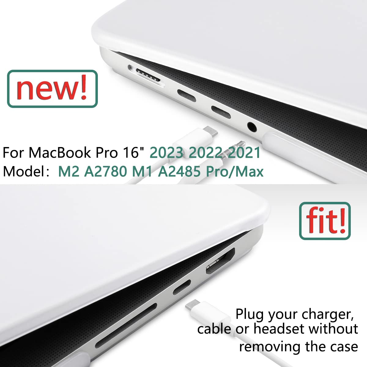Suitable for MacBook Pro 16 inch Case 2023 2022 2021 M2 A2780 A2485 M1 Pro/Max Hard Shell Case Keyboard Cover V324-A2485-M-CLEAR
